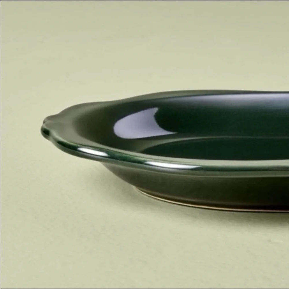 Stoneware Reactive Glaze Oval Serving Tray Dark Green - Hearth & Hand Magnolia